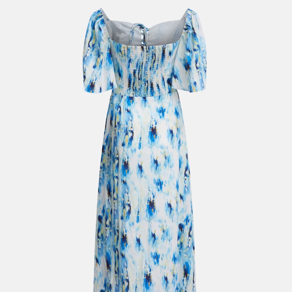 Urban Revivo - Floral Print Tie Front Cut Out Waist Dress - Picture 4 of 7